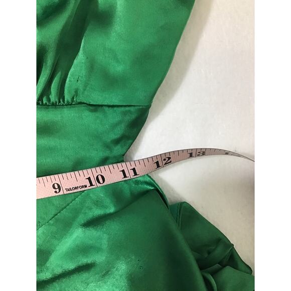 LULU'S XL Green Lace up cutout Sweetheart Neck Satin Midi Dress NEW B123 flaw - Picture 5 of 9